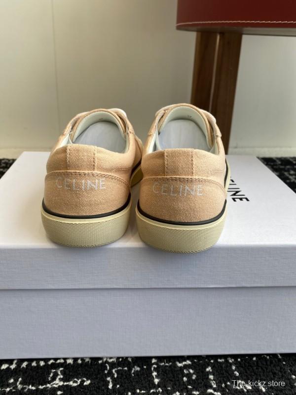 2025 Women Celine Pink Canvas Leather Sneakers