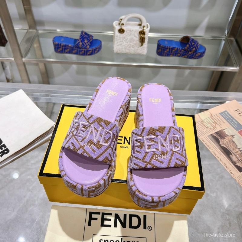 2025 Fendi Lavender Brown Canvas Slippers