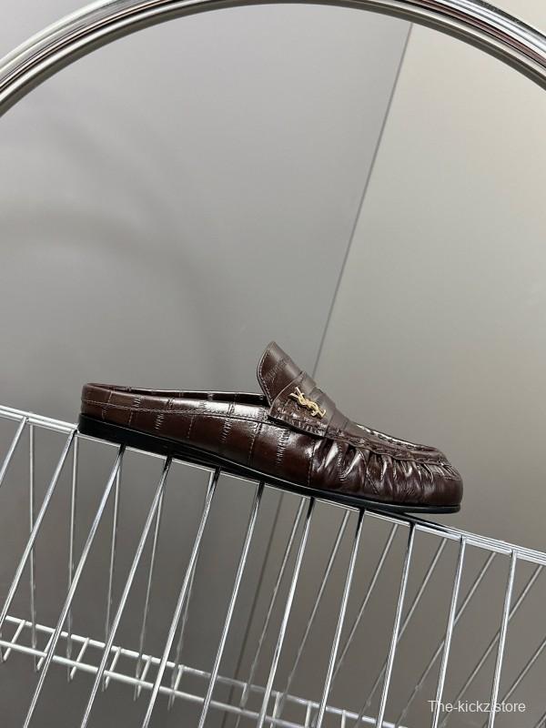 2025 Women Yves Saint Laurent Dark Brown Leather Loafers