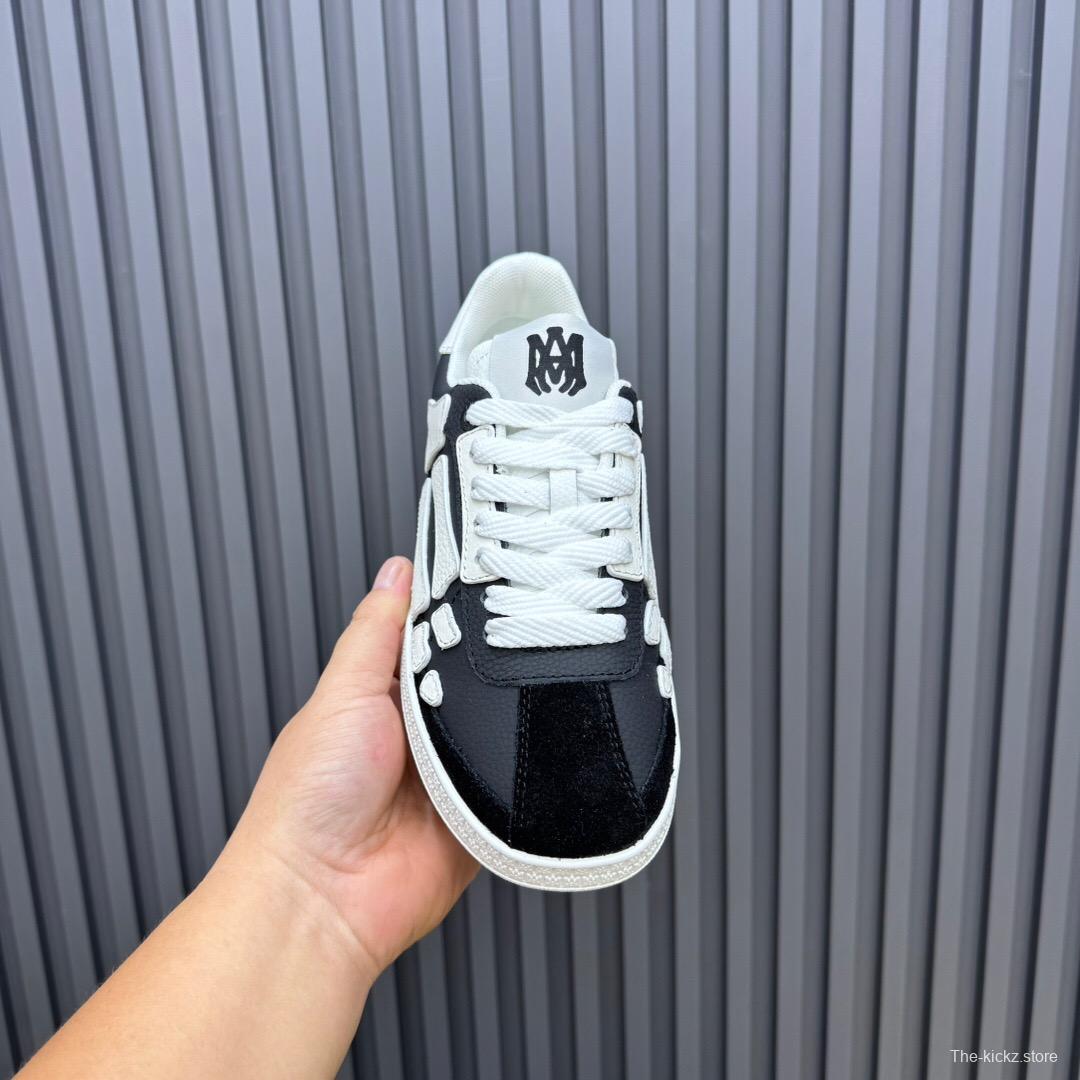 2025 Unisex Amiri Black White Leather Mesh Sneakers Skeleton Design LY00280