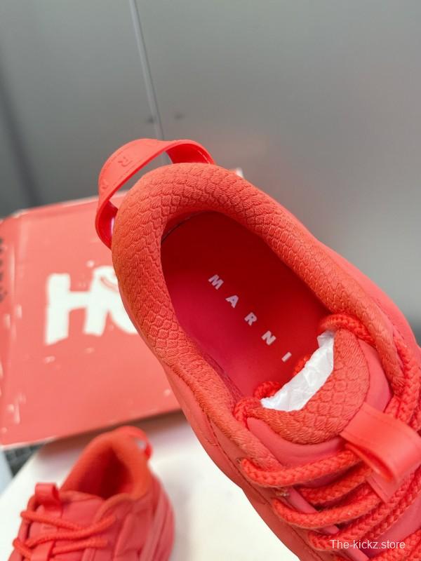2025 Women Marni Red Fabric Sneakers