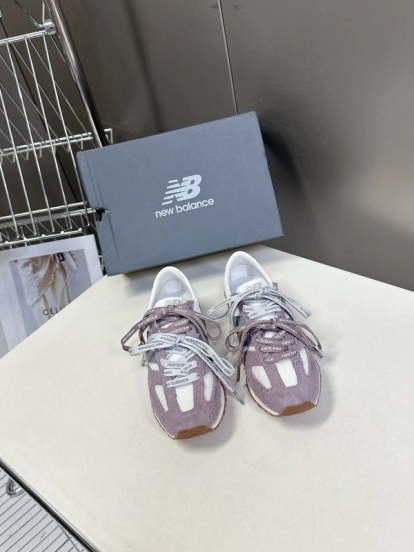 2025 Women New Balance White Purple Suede Mesh Running Shoes KFY00270