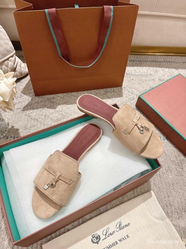 2025 Women LP Beige Suede Slippers LY00270