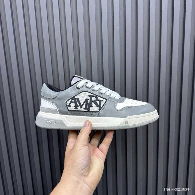 2025 Unisex Amiri White Grey Leather Sneakers MJ00360