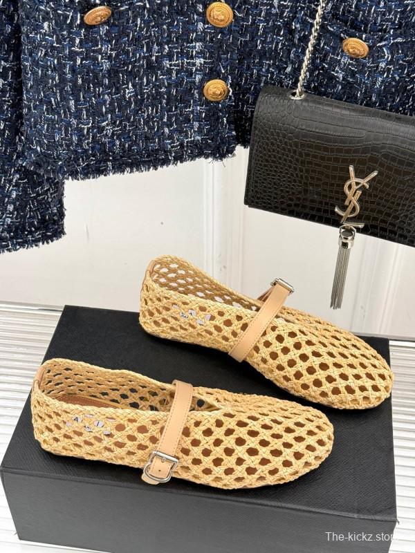 2025 Women AlAIA Beige Woven Leather Mary Jane