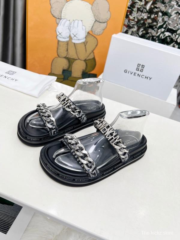 2025 Women Givenchy Black Transparent PVC Chain Sandals LY00250