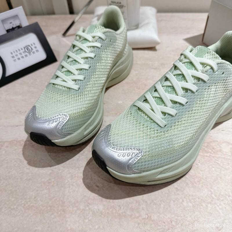 2025 Women MM6 Light Green Silver Mesh Sneakers