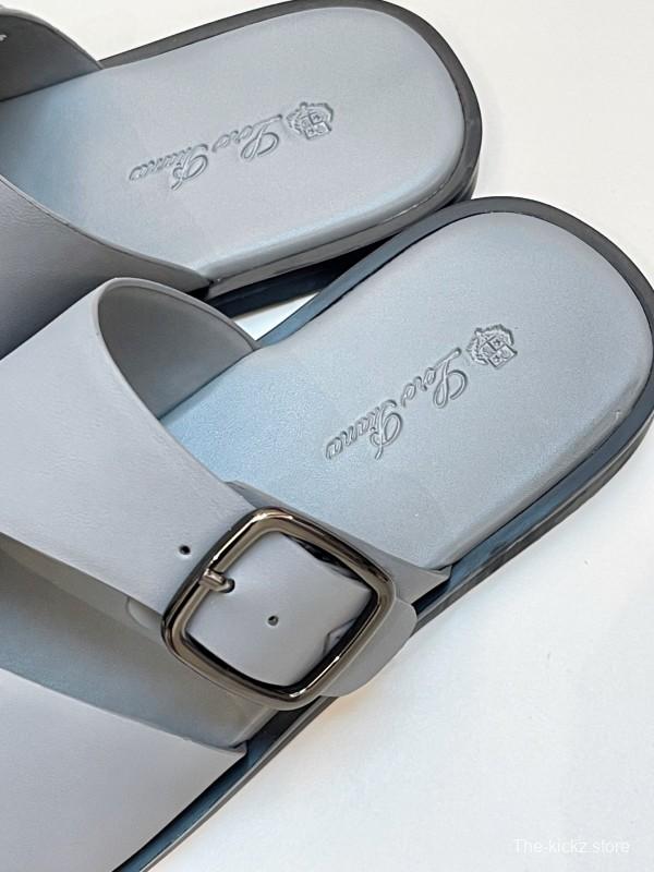 2025 Men Loro Piana Gray Leather Slippers AS00250