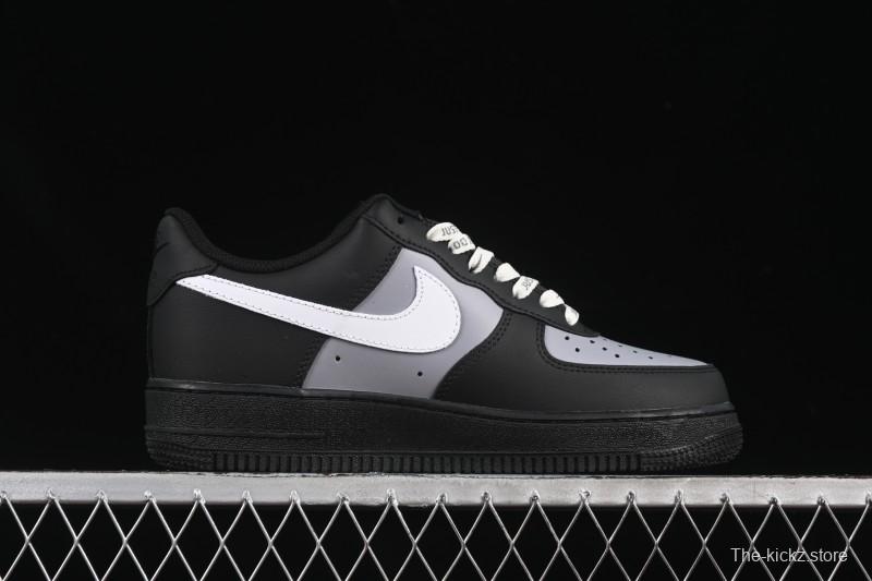Nike Air Force 1 '07 Low Black Silver Court Low-Top Casual Sneakers - ZH0316-085