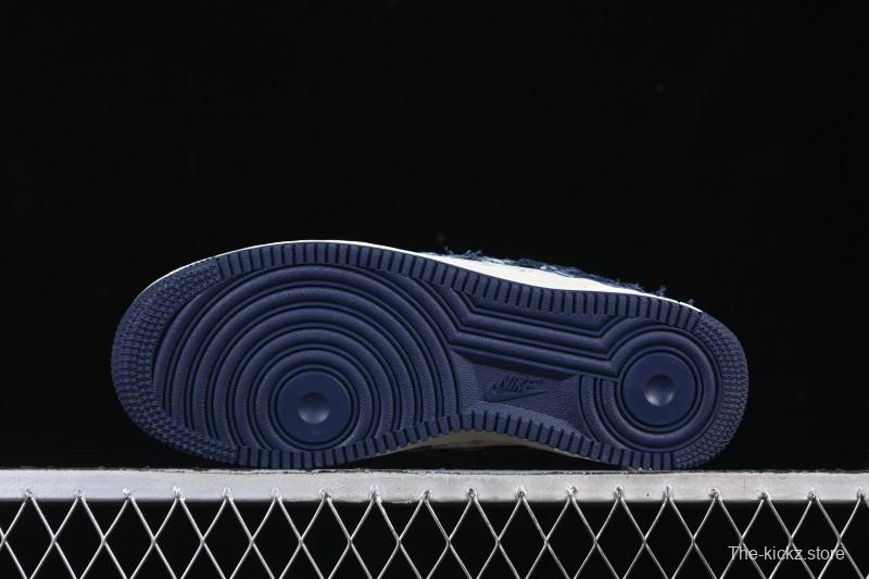 Nike Air Force 1 '07 Low Casual Sneakers in White Navy Blue - YF9511-816
