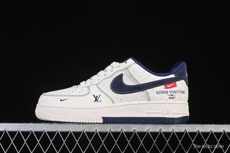 Nike Air Force 1 '07 Low LV Collaboration Print Light Blue Swoosh Casual Sneakers - MZ9588-817