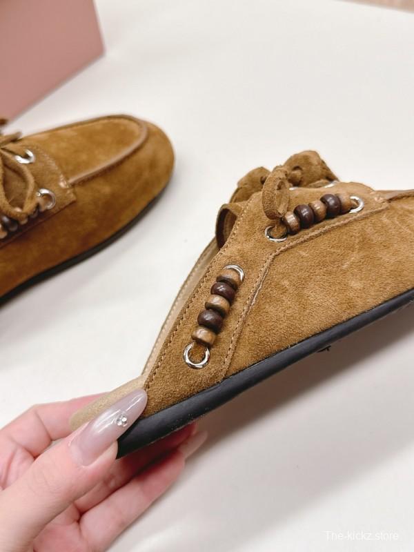 Miu Miu Fall Winter 2025 Tassel Loafer Mule with Beaded Accents - LY00320