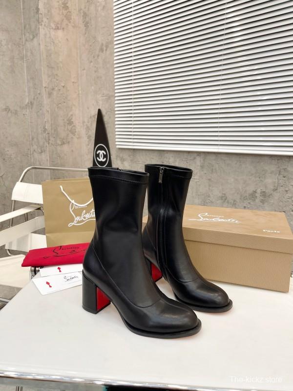 Christian Louboutin 2025/SS Chunky Heel Stretch Ankle Boots - LY00300