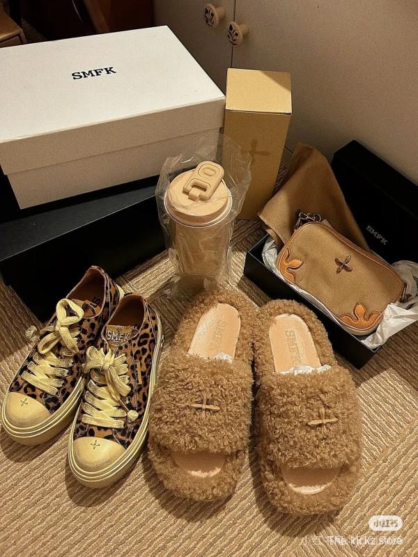 SMFK 2025SS Fur Mule Sandals Latest Popular Cross Pattern - KFY00230