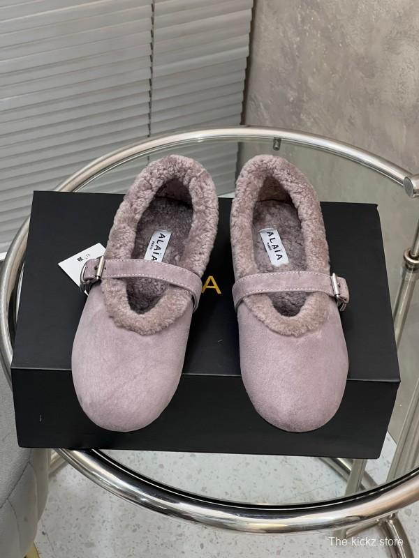 Alaia Fall/Winter 2025 Wool Mary Jane Ballet Flats - KFY00310