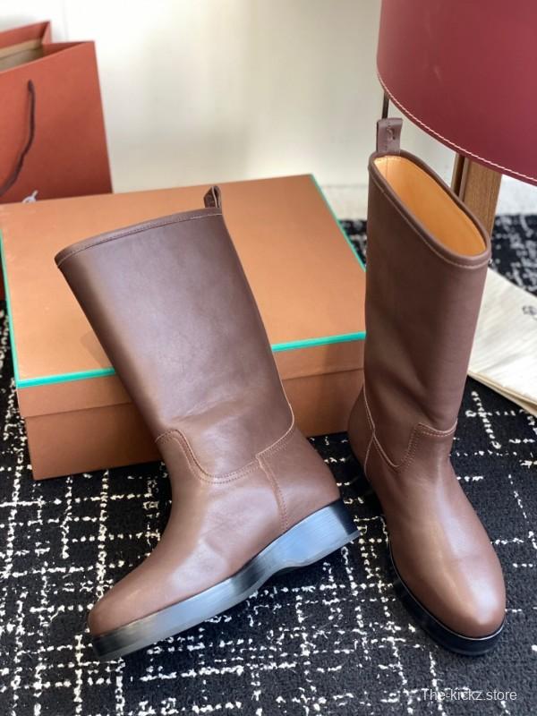 Brunello Cucinelli Classic Spring BC Calfskin High Top Thick Sole Riding Boots Long Boots - KFY00450