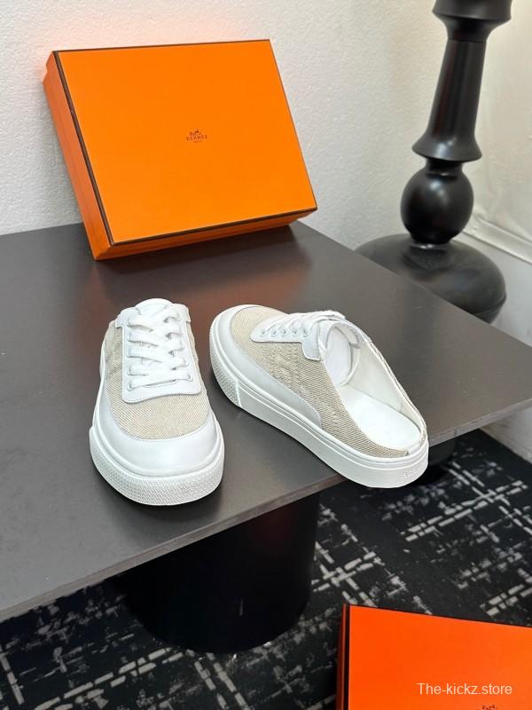 Hermès Deep Series Couple White Sneakers Casual Skate Shoes - AS00320