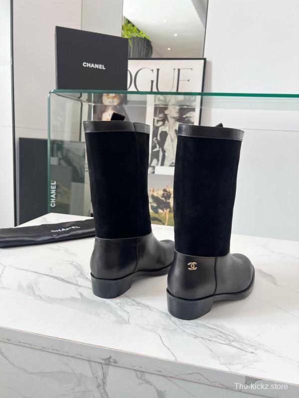 Adidas 2025 SS Suede Color-Block Slip-On Equestrian Boots Retro Western Cowboy Boots - LY00350