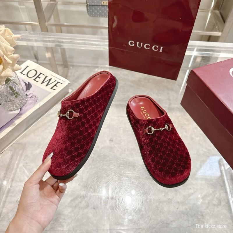 Gucci Women's Mule Shoes Velvet with Horsebit Detail - LY00240