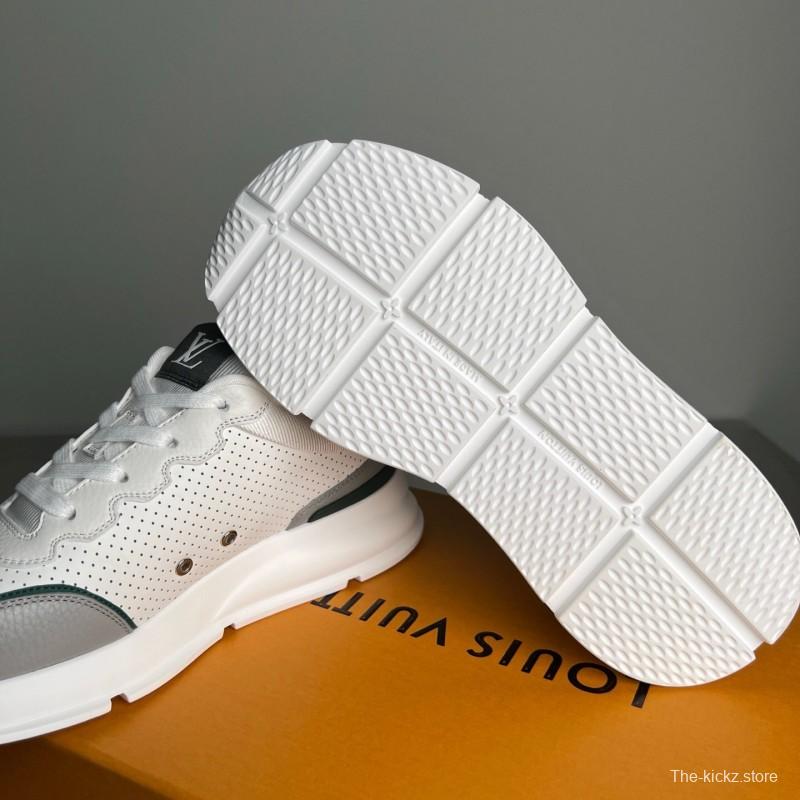 Lv Classic Leather Round Toe Lace-Up Low Top Casual Shoes - YC