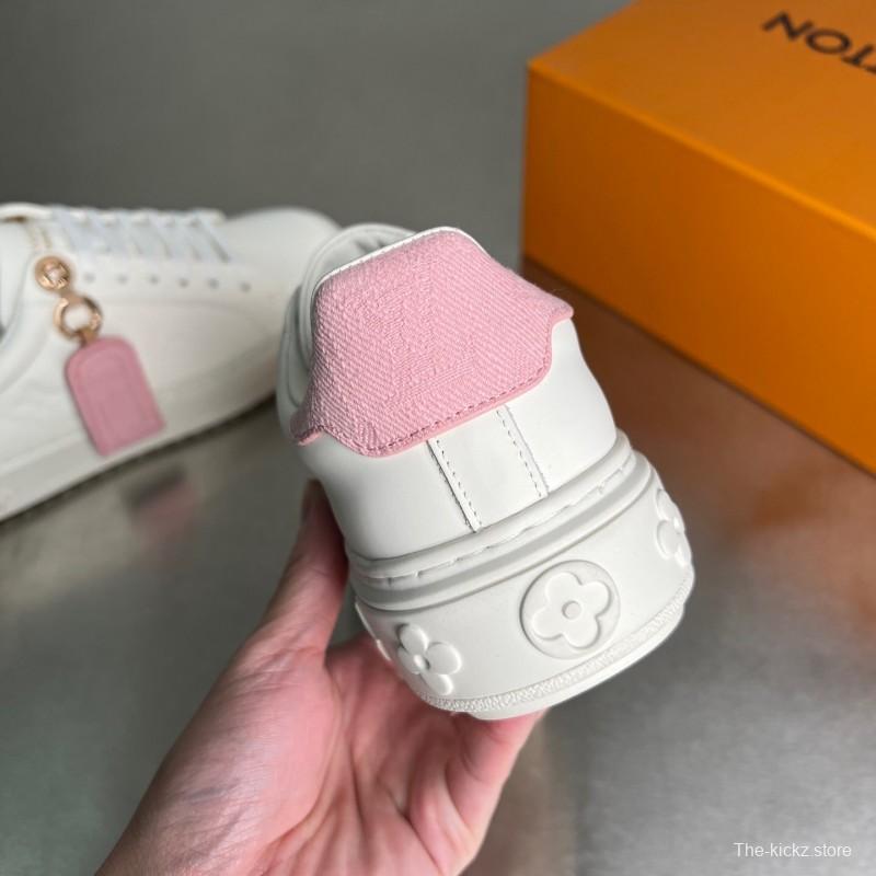 Louis Vuitton Takashi Murakami Time Out Cherry Blossom Leather Flat Low-Top Sneakers - YC